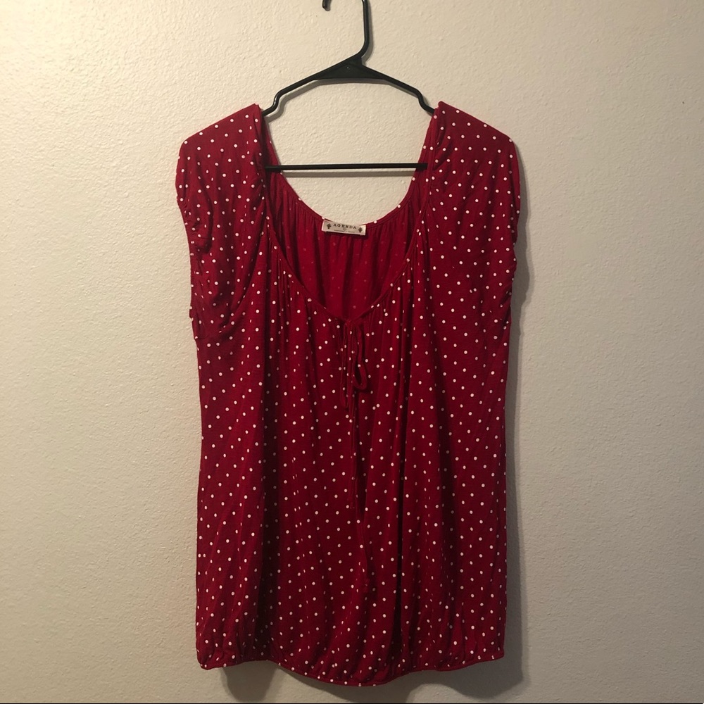 🎉3/$20 Agenda polka dotted blouse